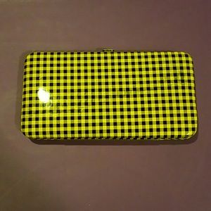 Black & Yellow Checkered Clasp Wallet